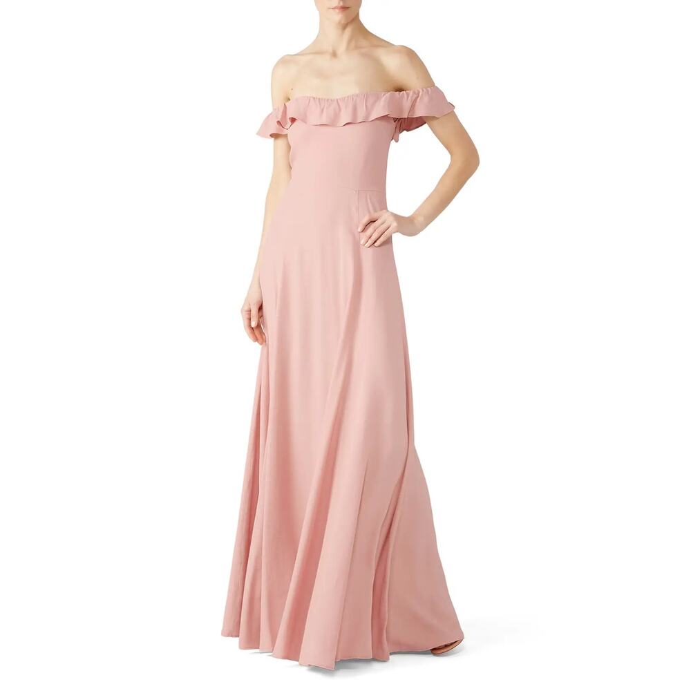 Reformation‎ Verbena Pink Off the Shoulder Ruffled Bridesmaid Maxi Dress Size 6